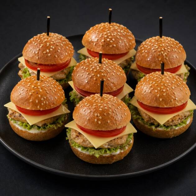 Mini burger s kuřecím masem (1 ks)